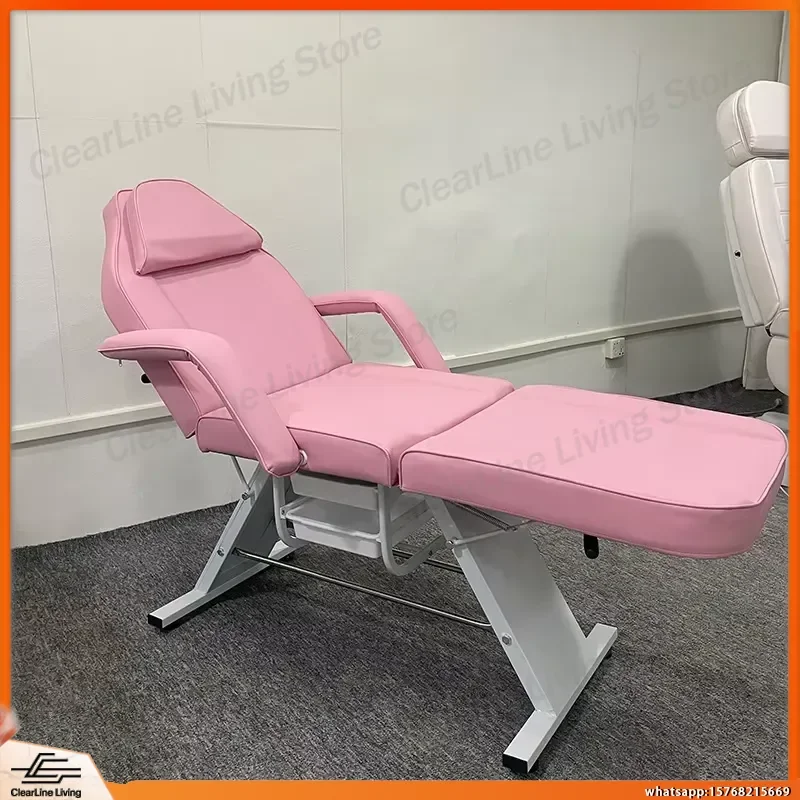 Pink Adjustable Multi-Function Beauty Bed Salon Eyelash Recliner Facial Table Foldable Tattoo Chair Massage Bed for Spa
