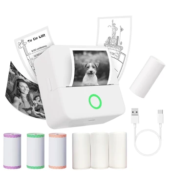 휴대용 열전사 미니 프린터, 잉크젯 스티커 컷, 작은 포켓 프린터, DIY 사진 인쇄, 크리스마스 할로윈 선물 노트, 57mm 