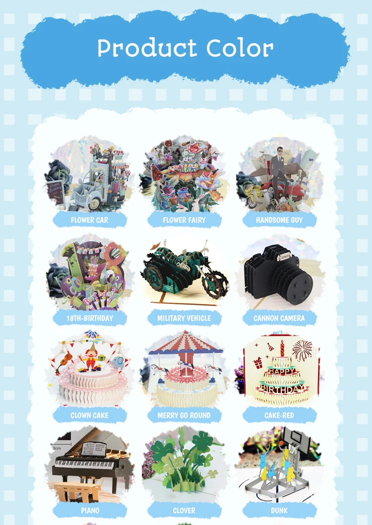 Neue 3D-Pop-UP-Einladungen „Happy Birthday“, Grußkarten, Geschenkpostkarte für Kinder, Kuchen, Klavier, Miniaturen, anpassbare Dankeskarte – Detail 3