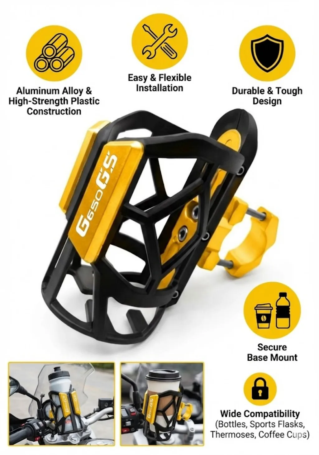 

For G650GS Sertao G 650 GS G650 GS 2010-2015 2016 2017 2018 2019 2020 niversal High Quality Motorcycle Beverage Water Cup Holder