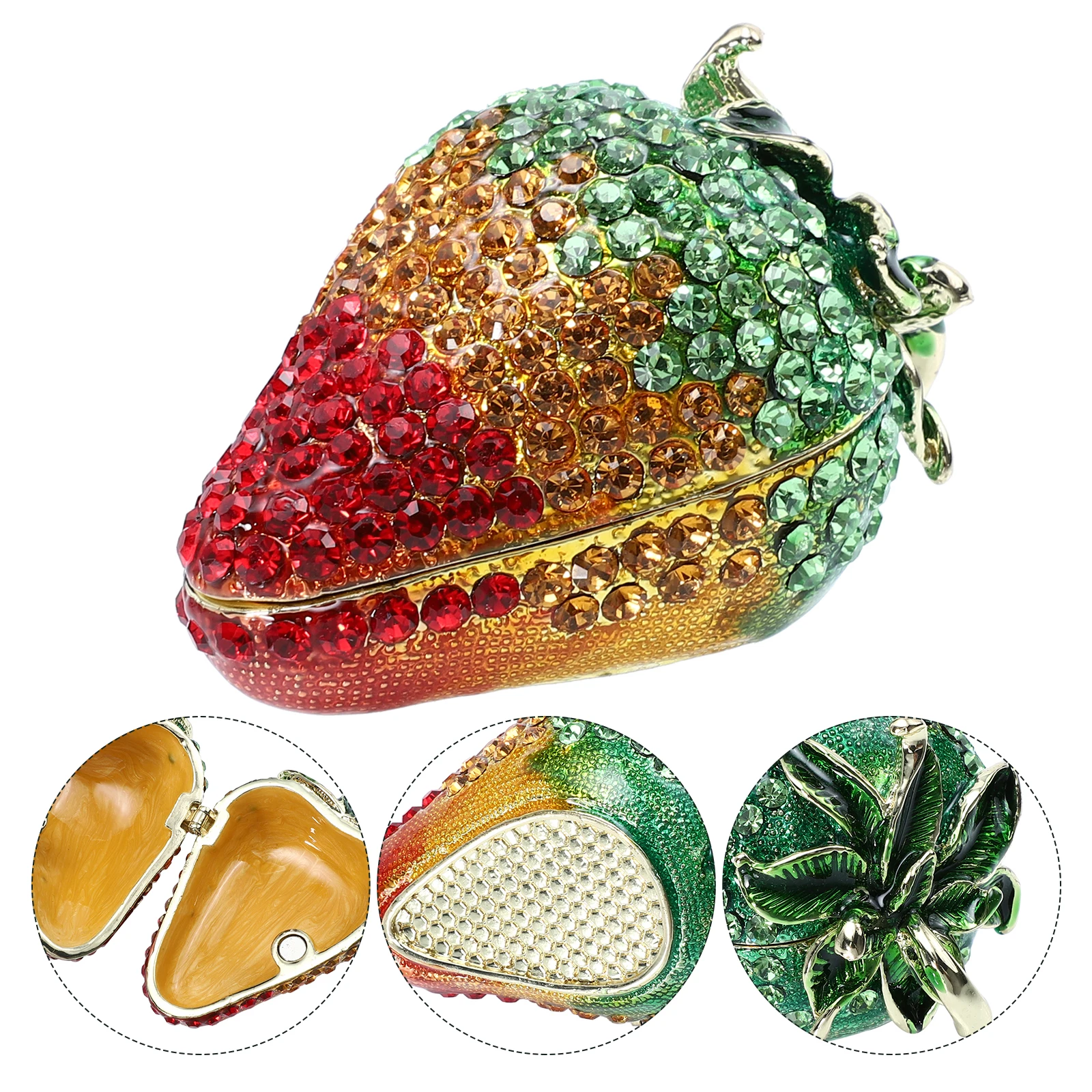

Strawberry Jewelry Box Fashionable Storage Holder for Home Hotel Party Festival Alloy nament Decorative Container