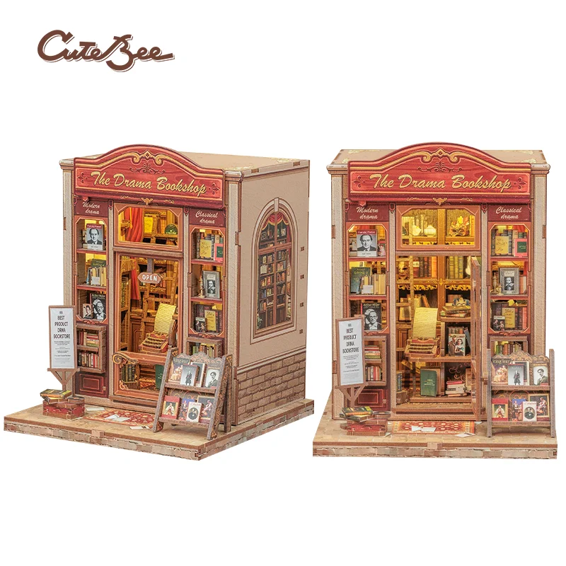 

Новинка 2025 года от CuteBee: Набор для творчества CWGC206 3D Book Nook – миниатюрный домик-конструктор, 3D деревянный пазл, набор для сборки Book Nook в подарок