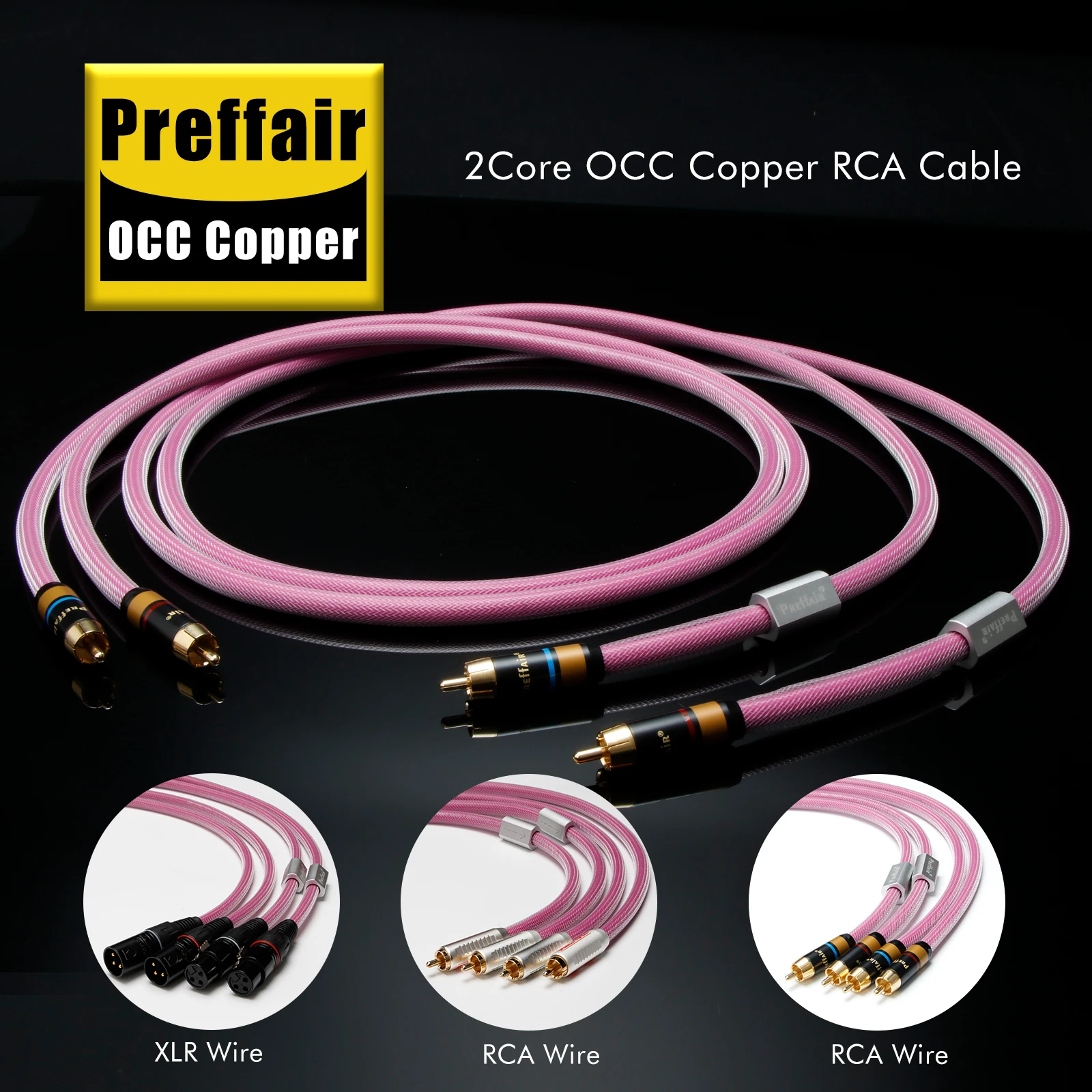 Preffair X408 HiFi Gold Plated RCA/XLR Plugs Audio Cable CD Amplifier Player Speaker RCA/XLR Interconnect Cable -- 1 Pair