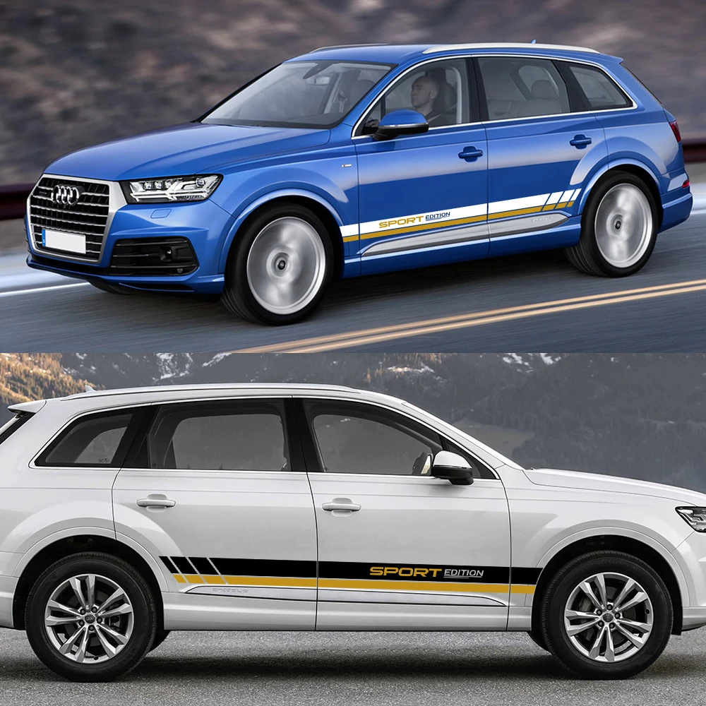 

For Audi Q7 4M 4L 2020 2007 2018 2016 2021 Car Door Vinyl Decals Sticker Sport Edition Stripes Trims Graphics Auto Accessories