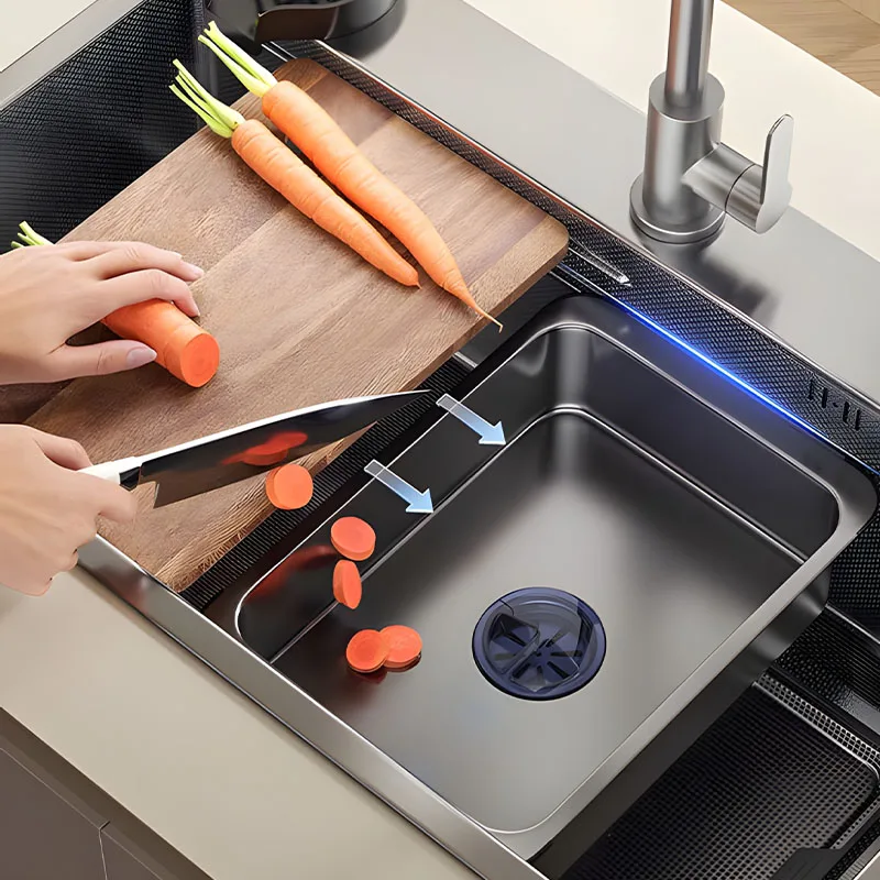 Home Use 800*460mm Kitchen Multifunctional Sink Slag collection net Dual-track design Extra-large capacity Rectangular Deep Sink