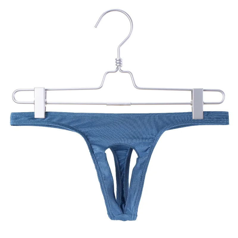 Men's Thongs And G Strings Underwear With Open Crotch Hollow Panties Thin Ribbed Low-Waist Bikini Slip Lingerie Underpants