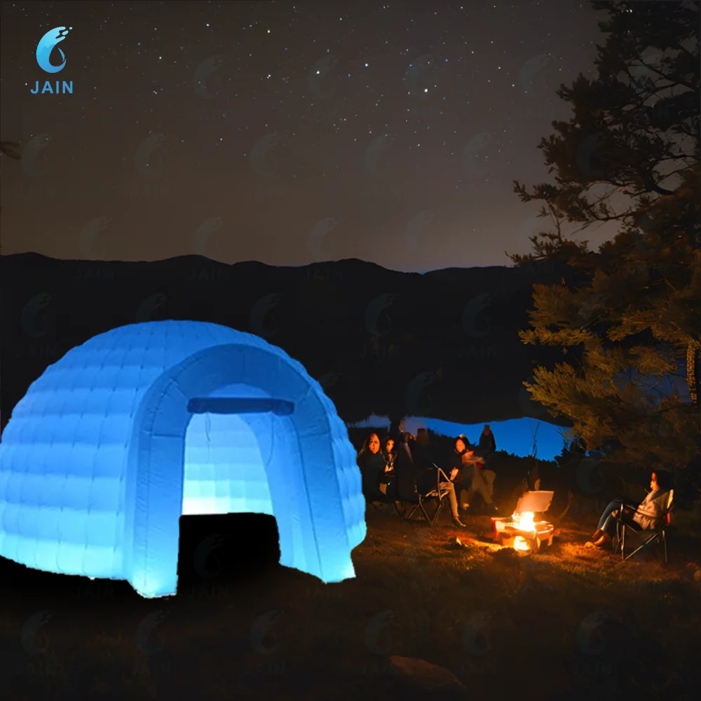 Portable LED Inflatable Igloo Dome Tent Inflatable Marquee Canopy Shelter with Air Blowerfor Exhibition Camping Party Events