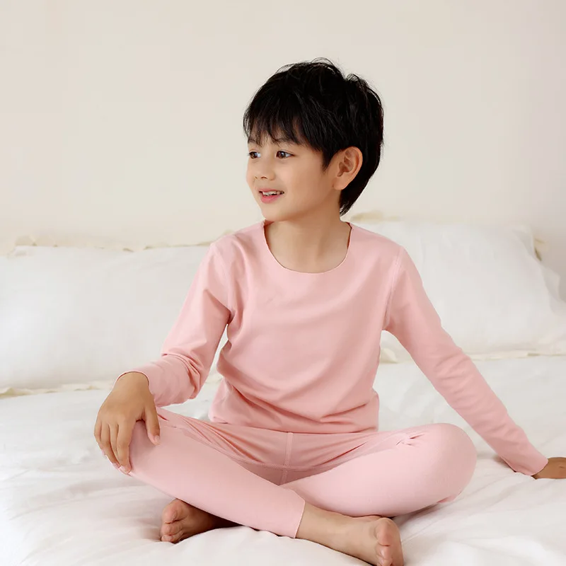 Spring Autumn Winter Kids Thermal Underwear Solid Girls Boys Man Woman Antibacterial Purple Green Long Johns Thermal Underwear