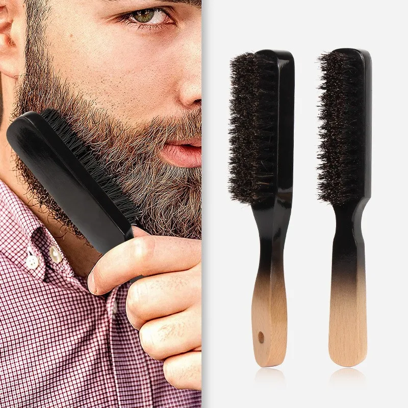 Men\'s Beard Styling Brush Beard Comb Pig Bristle Hair Oil Head Style Comb Crushed Hair Brush Beard Cleaning And Care Hair Brush