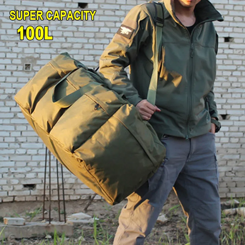 Imagem -02 - Bolsa de Bagagem de Viagem ao ar Livre para Homens Bolsa Super Grande Mochila Militar Tática Bolsa de Armazenamento de Acampamento Pacote Verde do Exército Camo 100l