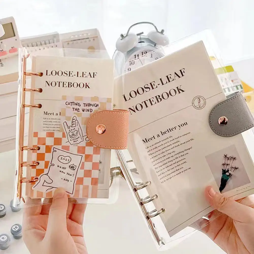 Ins Style Transparent Planner Notebook Simple Easy To Carry Journal Book Loose-leaf Notepad PVC Loose-leaf Shell For Students