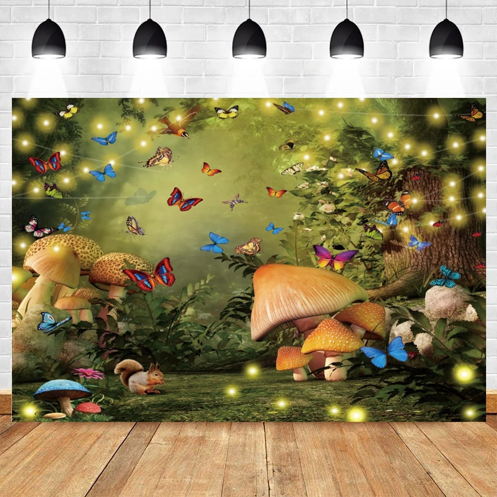 Tropical Jungle Backdrop Rain Forest Palms Tree Green Mushroom Castle Photography Scenery Birthday Background For Photo Studio