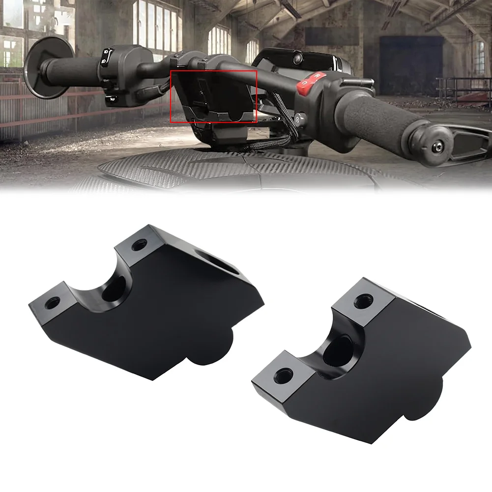 2Pcs Motorcycle Handlebar Riser Mount Clamps Aluminum Black For Can-Am Ryker 600/900/Rally/Sport 2019-2024