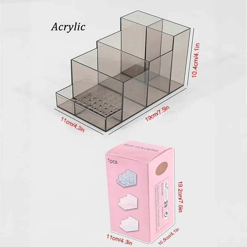 アップグレード版4層ネイルポリッシュマシンホルダー18穴アクリルネイルドリルビット収納ボックスプロ用マニキュアツール