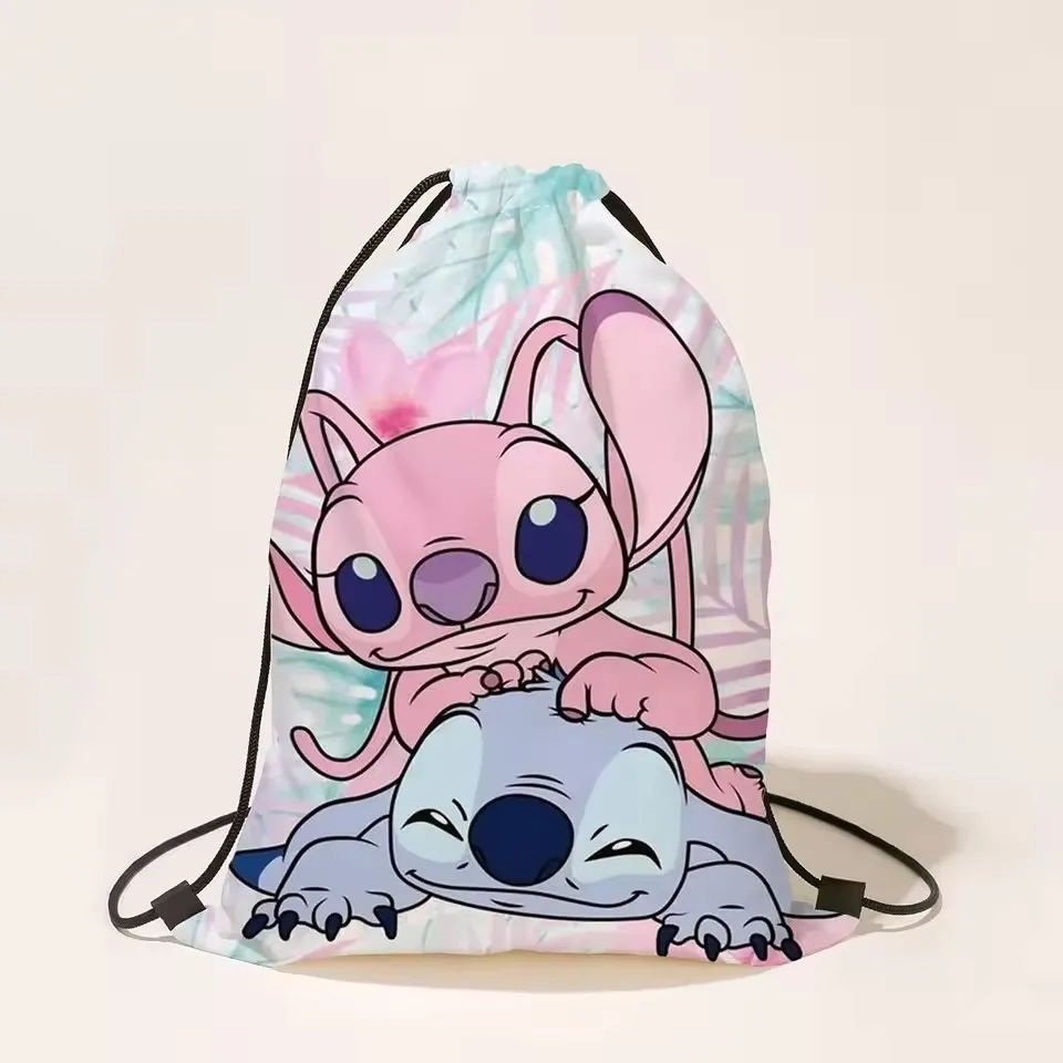 Kawaii ديزني غرزة أنيمي الرباط حقيبة الطباعة حقيبة سفر لطيف للتسوق اليوغا على ظهره المرأة الكرتون الرياضة الصالة الرياضية Sackpack