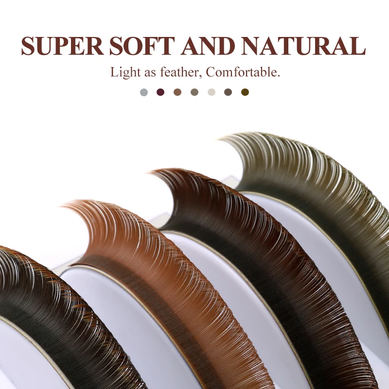 SAKURAHANA Brown Colored Ellipse Flat Lashes Extensions Mega Volume Individual Flat Ellipse Eyelashes Split-tips Fake Eyelash