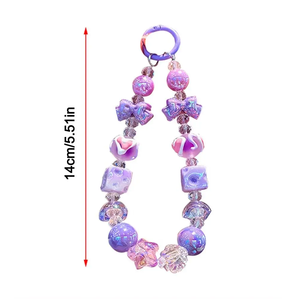 Nouveau porte-clés perlé avec nœud suspendu, boucle en métal, chaîne d'extension, perle dessinée à la main, chaîne de téléphone, cadeau