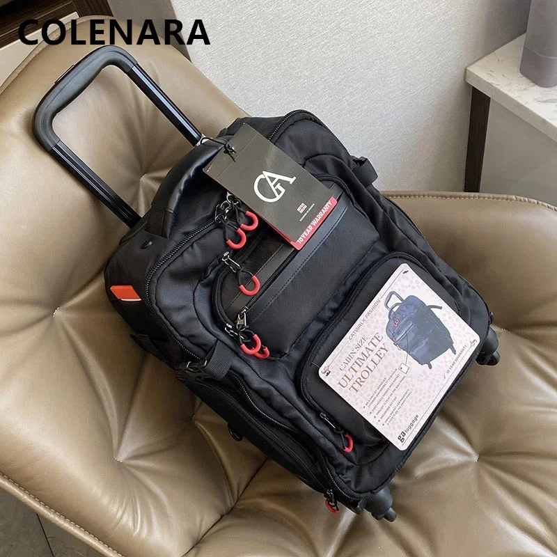 COLENARA Suitcase 20 inch men's boarding box Oxford cloth multifunctional trolley case with wheels rolling carry-on luggage