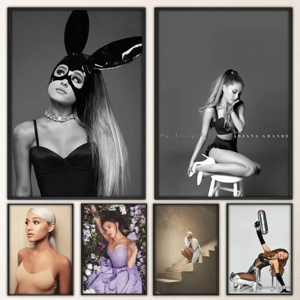 

Actor Ariana Singer Grandes Poster Vintage Prints Art Home Painting Bathroom Kitchen Bar Accessories Wall Sticker Large Size