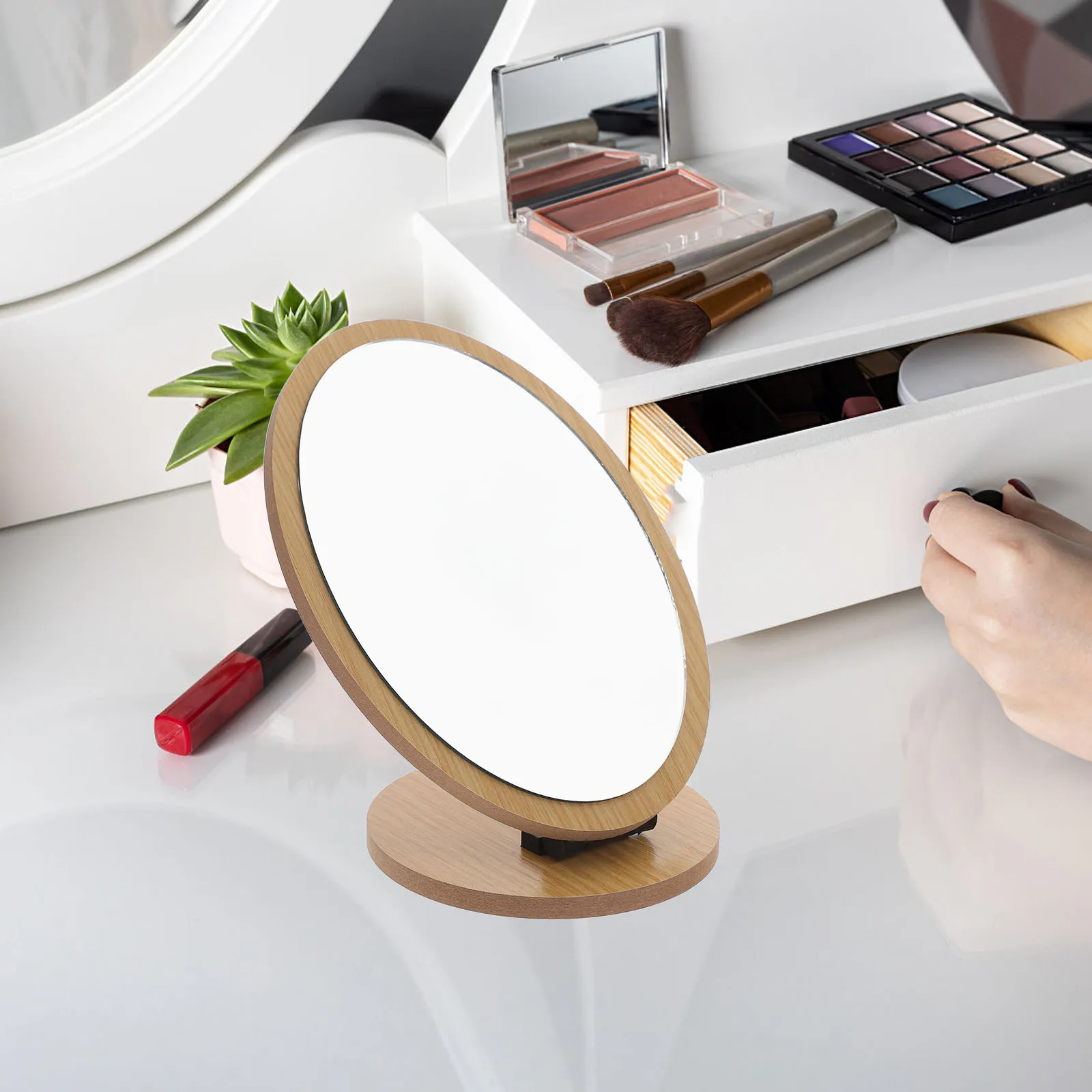 1 قطعة مرآة ماكياج قابلة للطي سطح المكتب مقاومة للخدش مرآة تصميم كرتوني أنيق لصالون غرفة النوم
