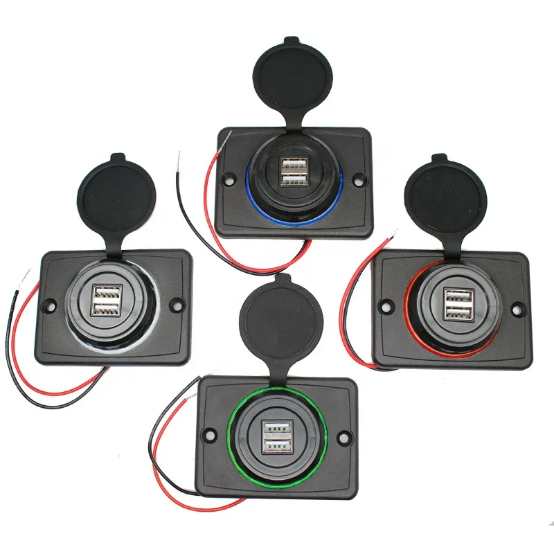 شاحن سيارة للهاتف المحمول 12 فولت - 24 فولت 4.8 أمبير محول شحن سيارة بمنفذ USB مزدوج