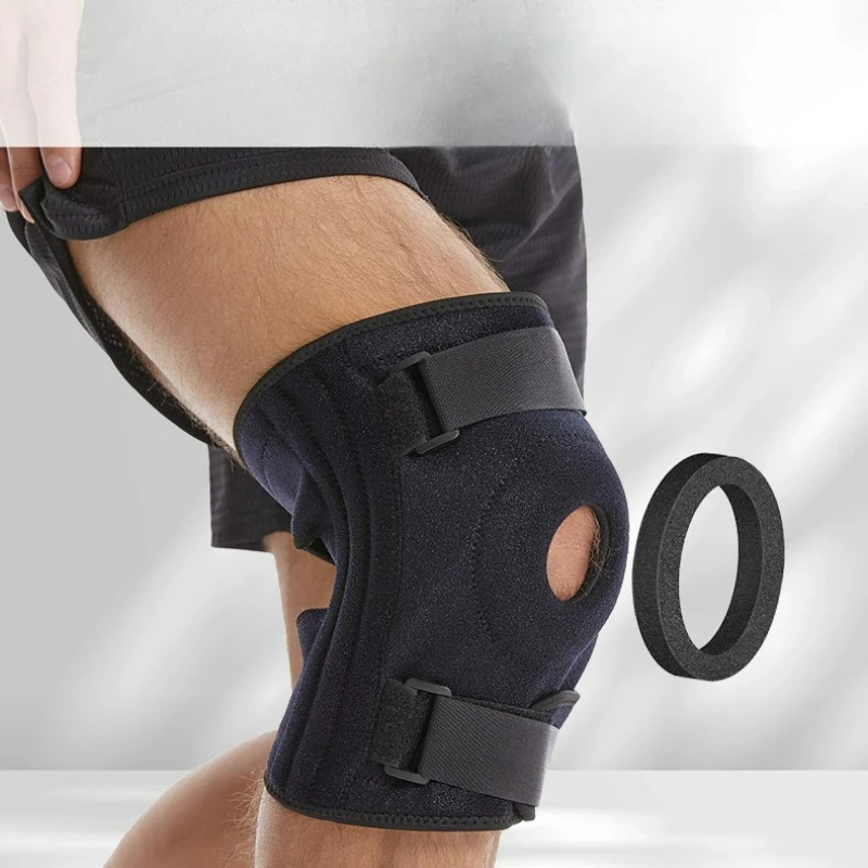 Double Strap Compression Breathable Non-Slip Knee Brace with Built-in Spring Support, Special Knee Joint Protection for Running