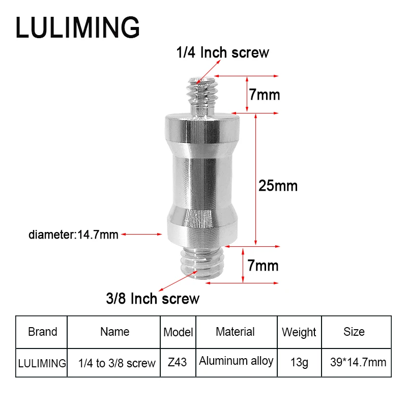 Vis de conversion de support d'invite flash, vis d'appareil photo à tête sphérique pour trépied, alliage d'aluminium, diffusion en direct, accessoire de support, M6, M8, 1/4 à 3/8