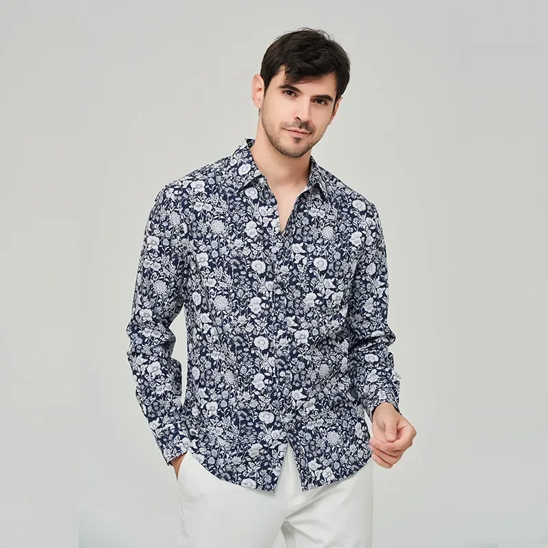 Men Clothing Non-iron Large Size Stretch Shirt Men's Long-sleeved Fashion Temperament Casual Shirt Tops Printed Shirts & Blouses