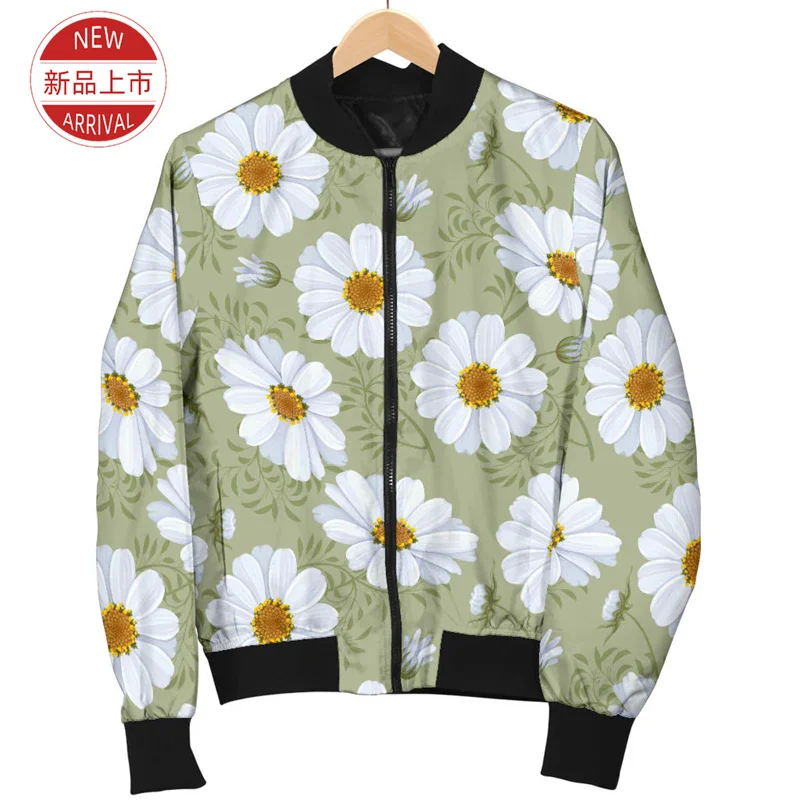 Vintage Daisy Blossom 3D Printing Jacket Fashion Streetwear  Lapel Jackets For Women Funny Casual Jackets Autumn Breathable Tops