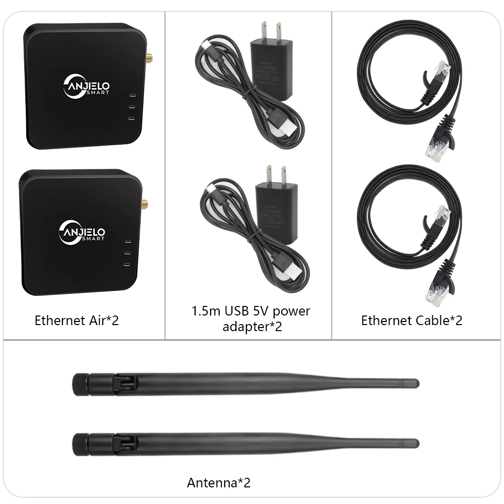 ANJIELO WIFI Halow Bridge Wireless Network Bridge 1KM Long Distance Wireless Extender with Wall Penetration TypeC Interface 5dBi