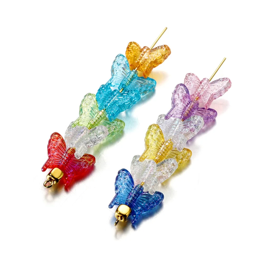 10/50Pcs Colorful Transparent Butterfly Acrylic Beads Loose Spacer Beads for DIY Jewelry Making Earrings Bracelet Accessories