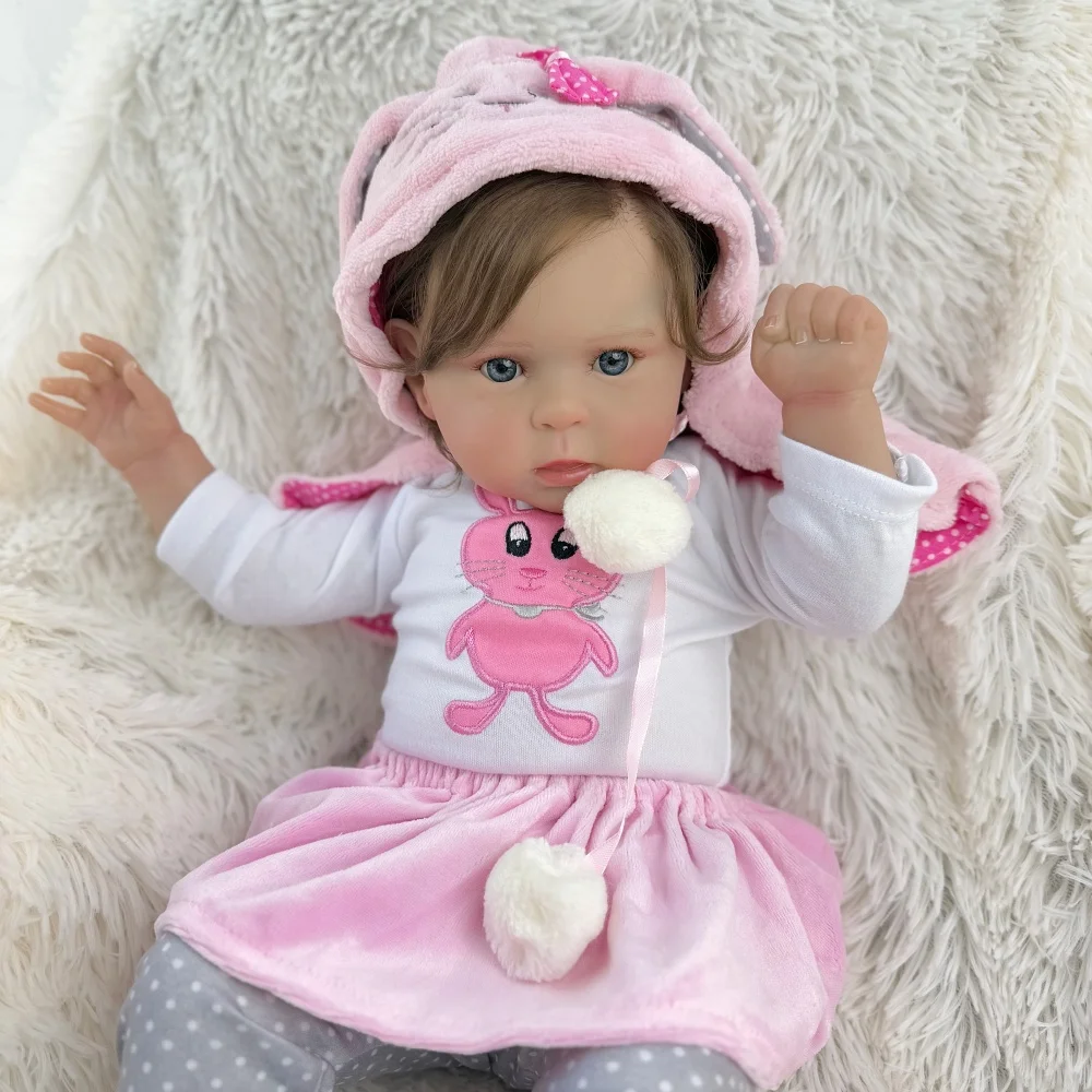 BZDOLL Boneca Reborn Realista de 50 CM (20 Polegadas), Feita à Mão com Pele 3D e Corpo de Pano com Veias, Boneca Doce e Fofa, Presente de Aniversário Perfeito