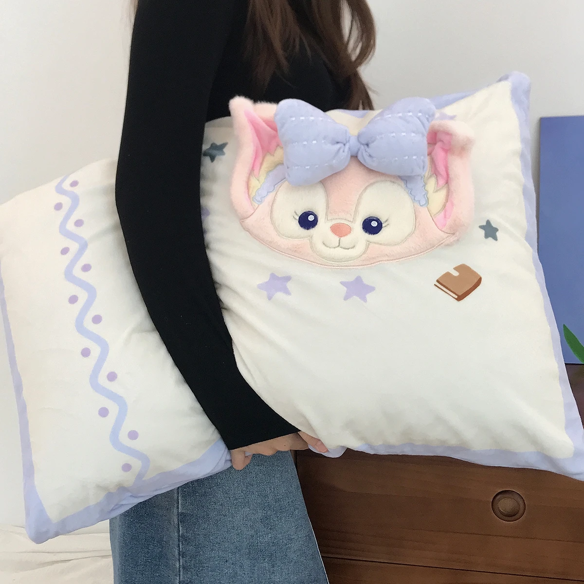 Lovely LinaBell Gelatoni Cat Pillowcase Kawaii Embroidery Anime Back Cushion Case Pillow Cover Sofa Bed Home Decor