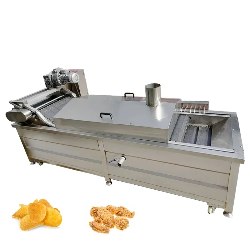 200L Automatic Potato Frying Line, Automatic Discharging Potato Fryer, Vegetarian Meat Frying Machine