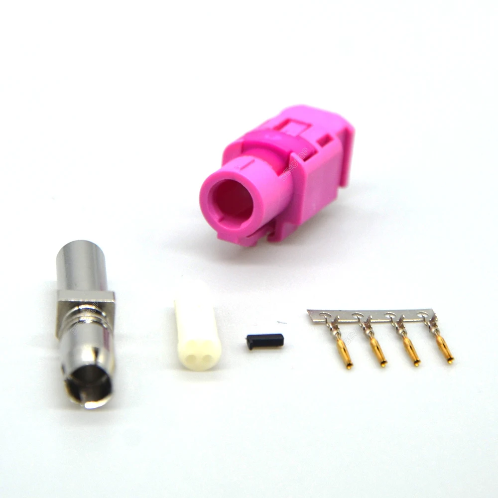 Fakra HSD LVDS 4 Pin Connector Code H Female Jack Socket Crimp for Dacar 535 4-Core Coaxial Cable