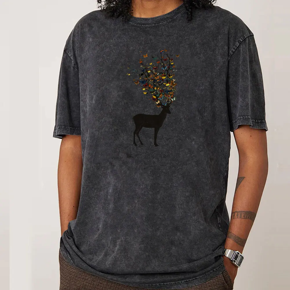 Crew Neck Daily Casual Crewneck Washed Tshirts Thanksgiving Day Casual Tops & Tees Special Pure Cotton Washed T-shirts Man