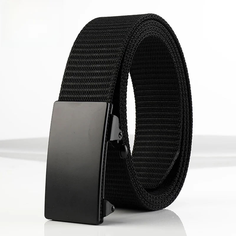 Men's Canvas Belt Nylon Automatic Buckle Casual Fashion Inner Wear Work Pants Youth Leisure Trendy Men's Fashion Accessory