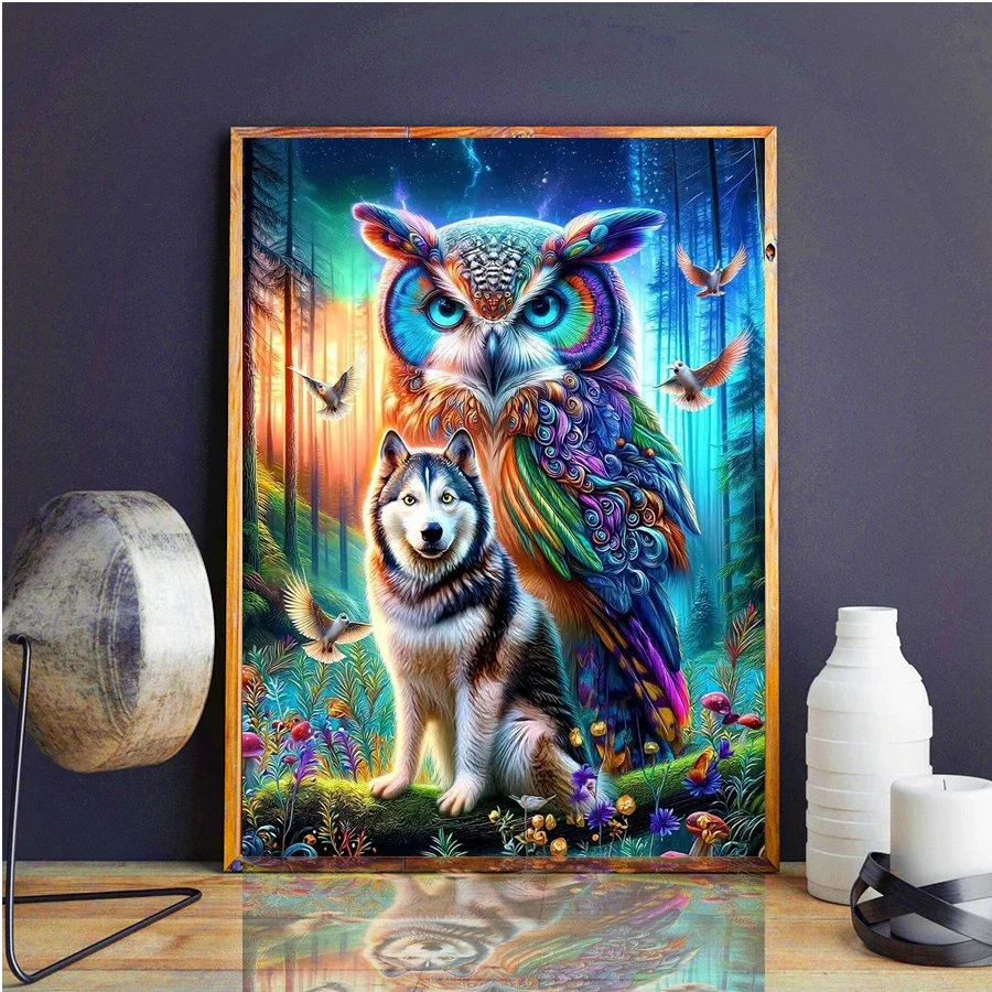 Diamond Painting Forest Colorful Owl Wolf DIY Full Square Round Drill Embroidery Scenery Tree Mosaic Landscape Home Leisure Gift
