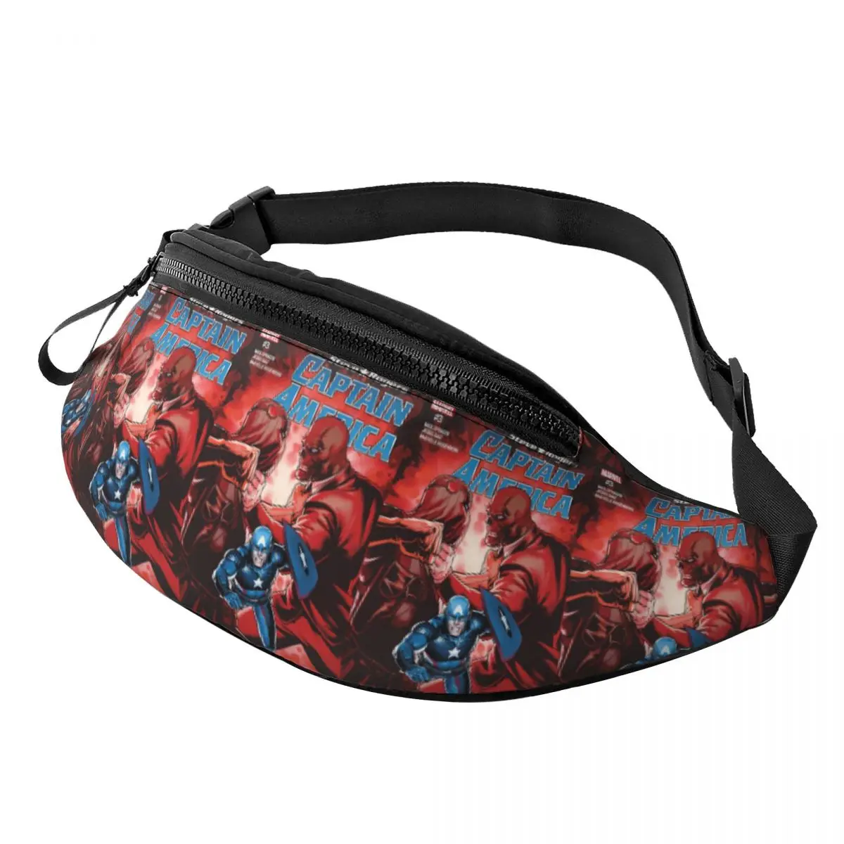 Custom Captain America Superhero Fanny Pack Men Women Cool Crossbody Waist Bag for Travel Cycling Phone Money Pouch