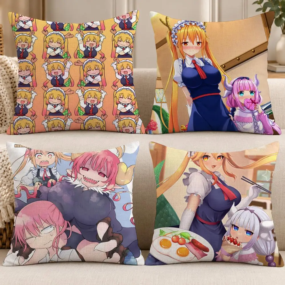 Anime Comedy M-Miss Kobayashi's Dragon Maid Cushion Cover Soft Short Cover Washable Sofa Bed Dorm Garden Home Office Chair Decor