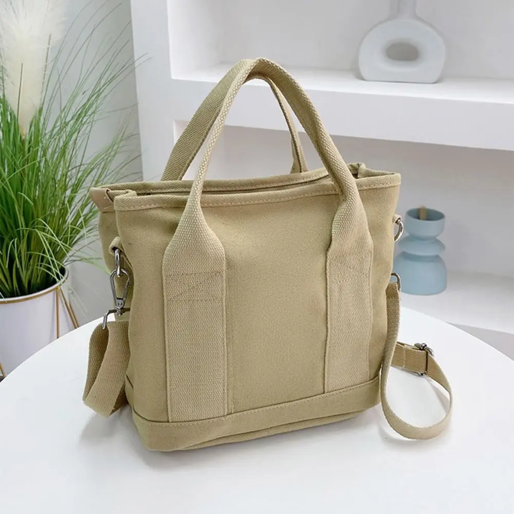 Ins Canvas Shoulder Bag Pure Color Crossbody Bag Large Capacity Simple Tote Bag Backpack Handbag