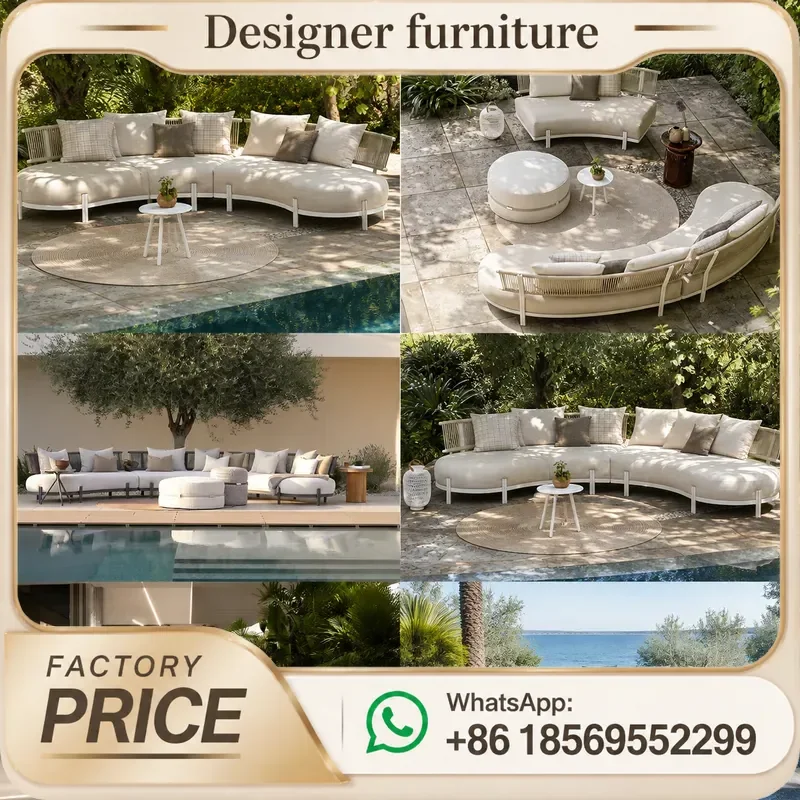 Aluminum Alloy Outdoor Sofa Waterproof Rope Weaving For Villa Courtyard Hotel Balcony Garden Swimming Pool Leisure Furniture