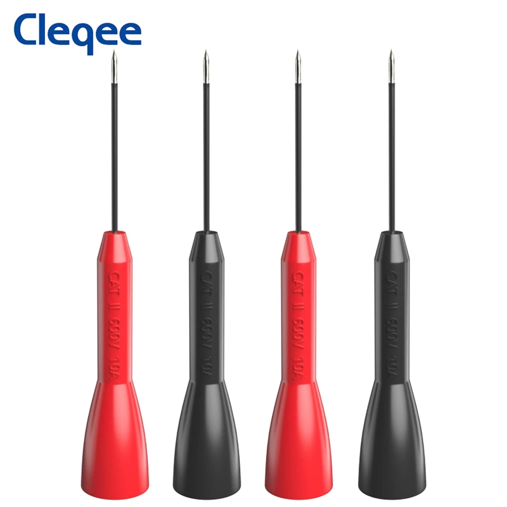 Cleqee P30038 4PCS 1mm Test Probe Insulated Multi-meter Needle Stainless Test Pin for 2mm Banana Plug Test leads