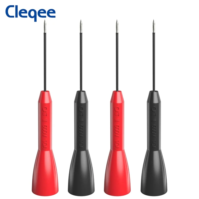Cleqee P30038 4 szt. 1mm sonda testowa izolowana igła multimetru ze stali nierdzewnej Pin testowy do przewodów pomiarowych z wtyczką bananową 2mm