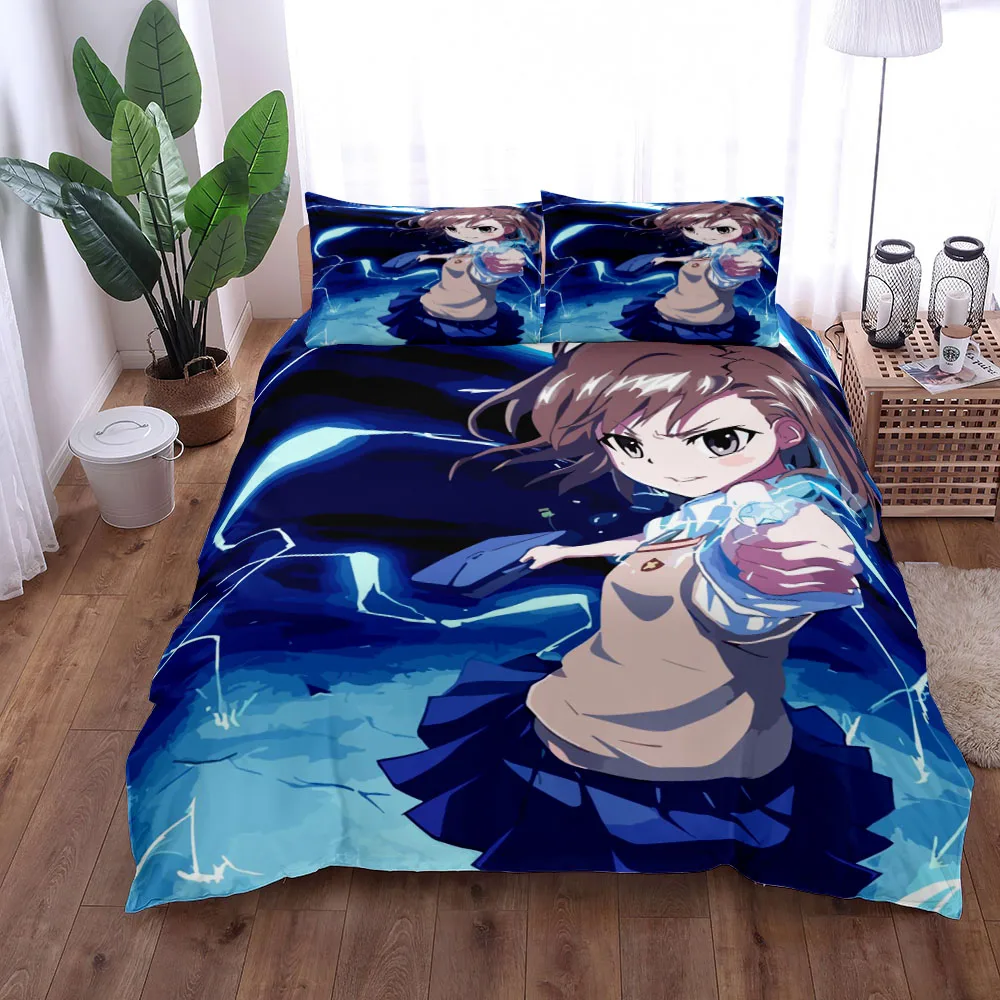 

Mikoto Misaka Comics Duvet Cover Set King Queen Double Full Twin Single Size Bed Linen Set