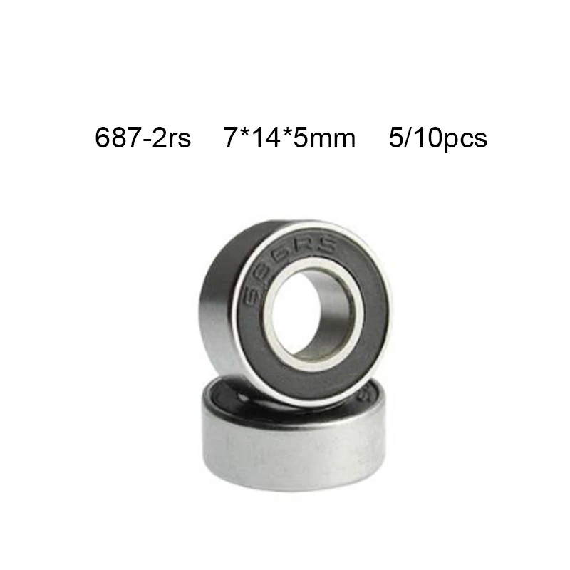 Sealed Deep Groove Ball Bearing Rubber 687 687RS 7x14x5 MINI Miniature Steel 687-2RS 7*14*5 Mm 10*10*5cm China Free