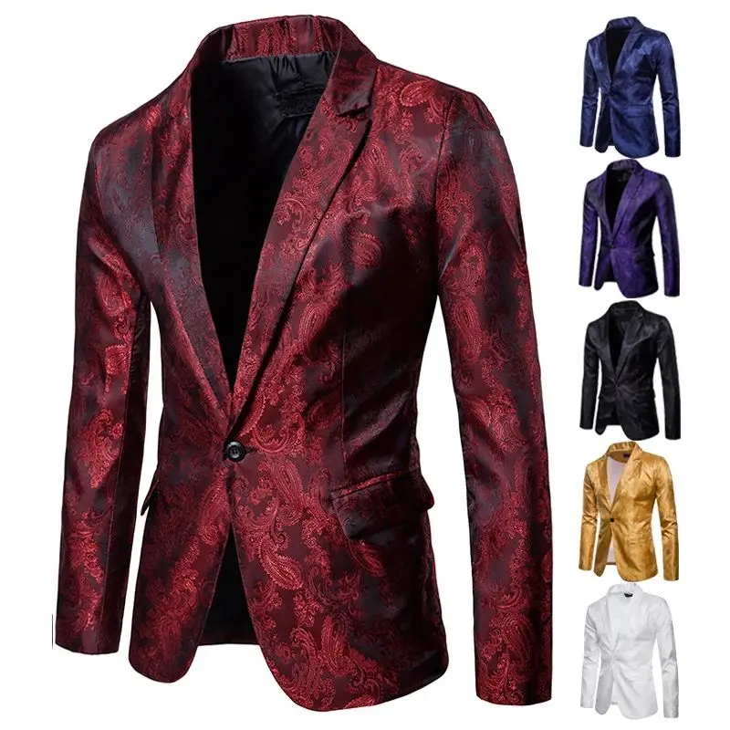

Men's Banquet Wedding Par Suit Bar Night Club Double Slit Special Wide Autumn Youth Trend One Button Double Row Button