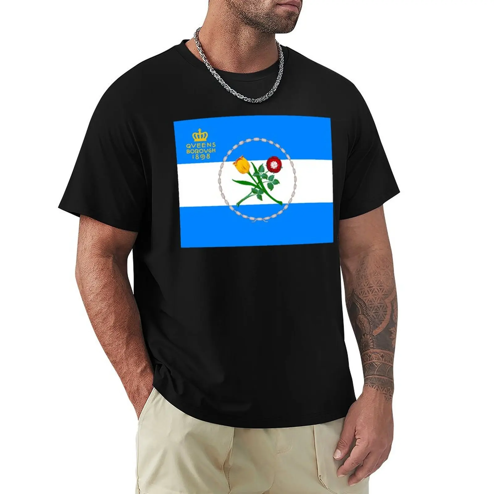

Flag of Queens, NY T-Shirt vintage graphic tee boys animal print plain black t shirts men
