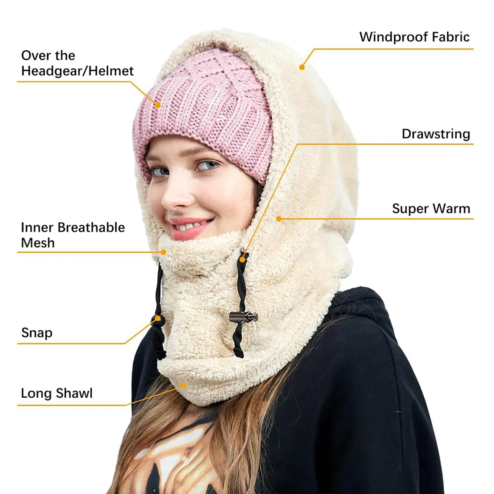 Sherpa Head Hood Universal Face Neck Covering For Motorcycle Multifunctional Thermal Winter Neck Scarf Lightweight Women Neck