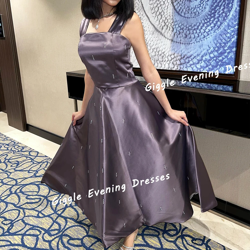 Giggle Satin Beading Spaghetti Strap Prom Gown Saudi Arab A-Line Elegance Ankle-Length Evening Party Dresses for Women 2024